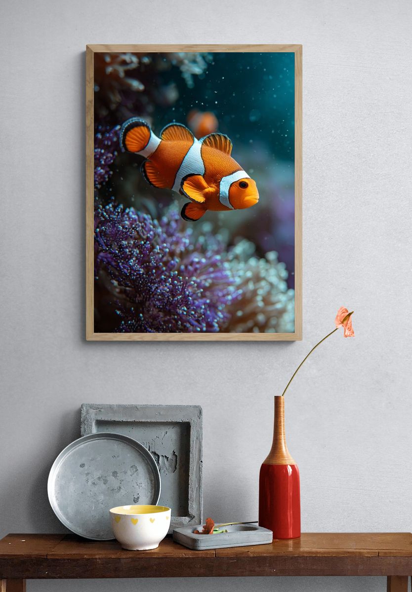 Clownfish Underwater Photography Poster. — room view 3