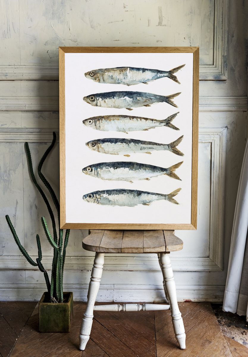 Watercolor Fish Illustration Poster. — room view 1