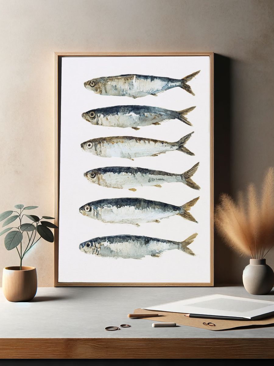Watercolor Fish Illustration Poster. — room view 2