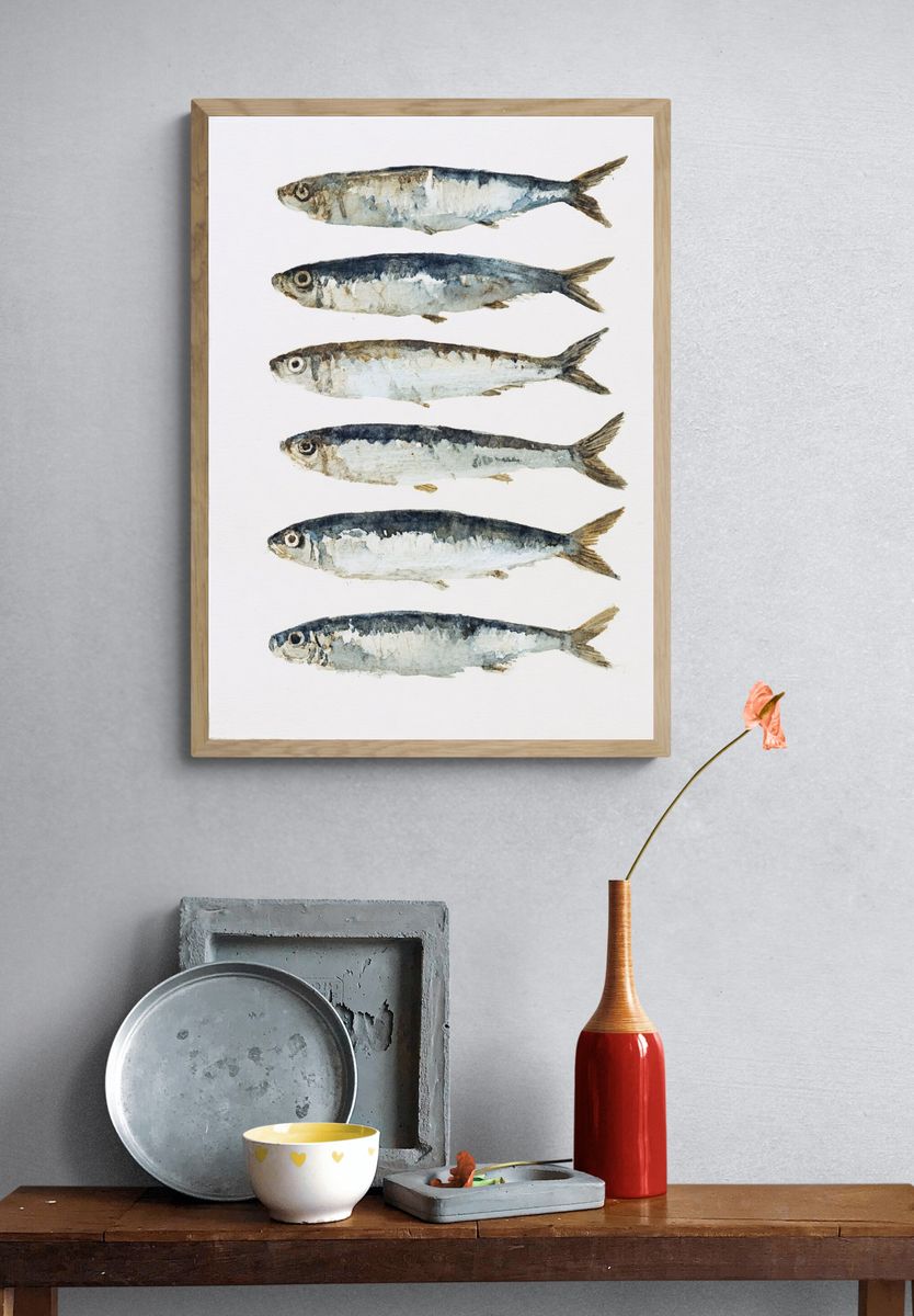 Watercolor Fish Illustration Poster. — room view 3