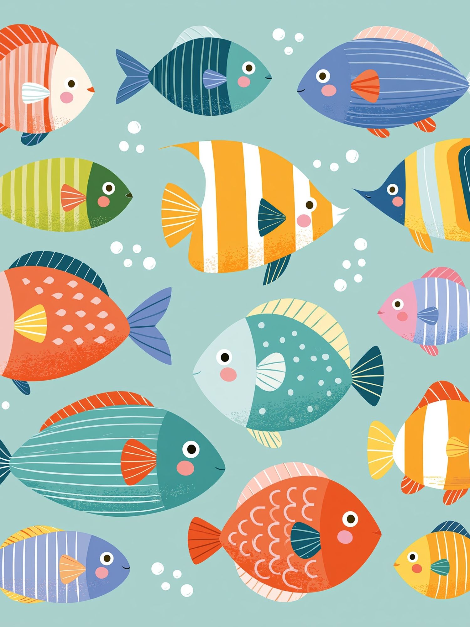 Playful Fish Pattern Illustration Poster. poster — illustration art