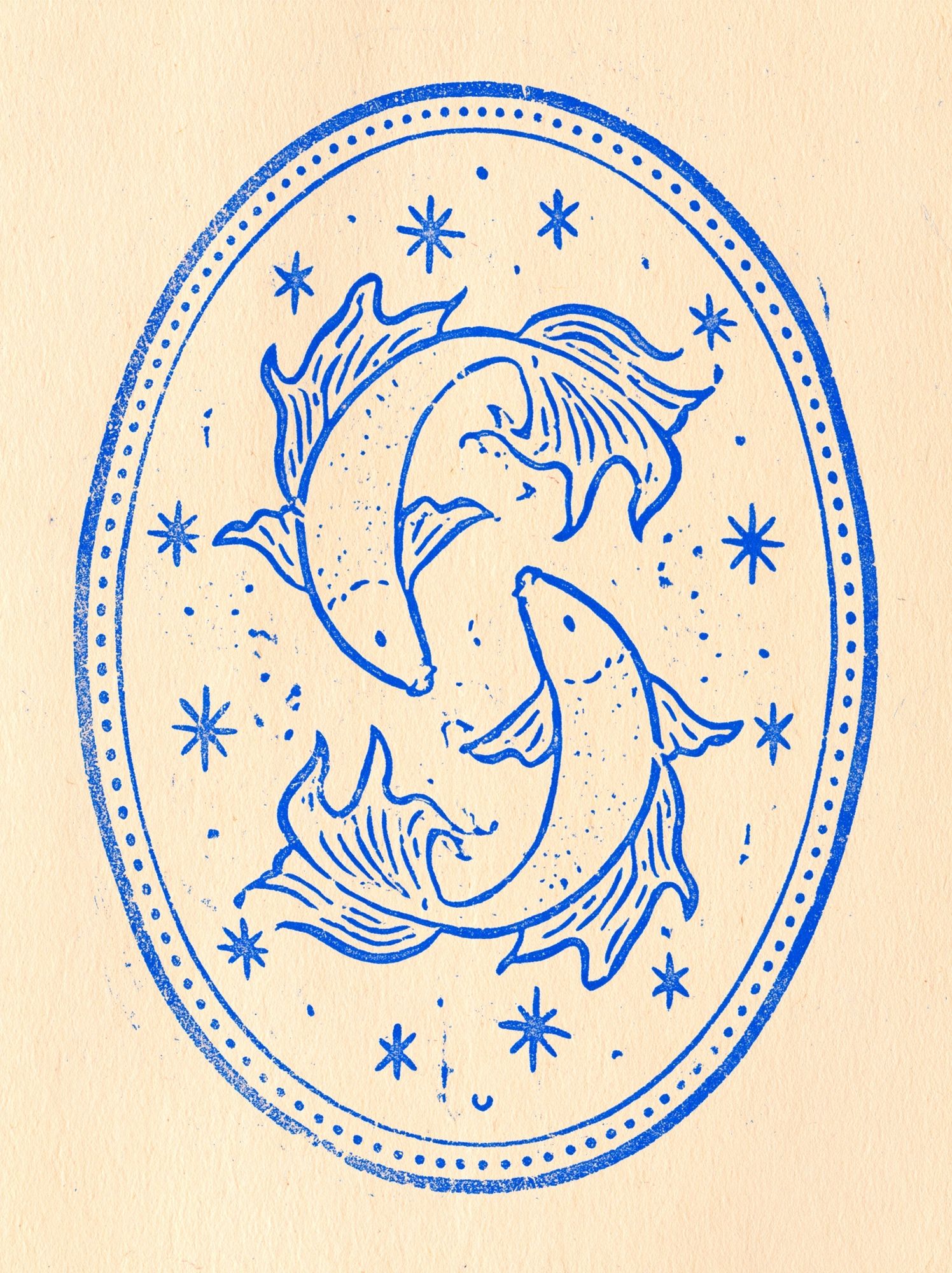 Twin Fish Zodiac Illustration Poster. poster — illustration art