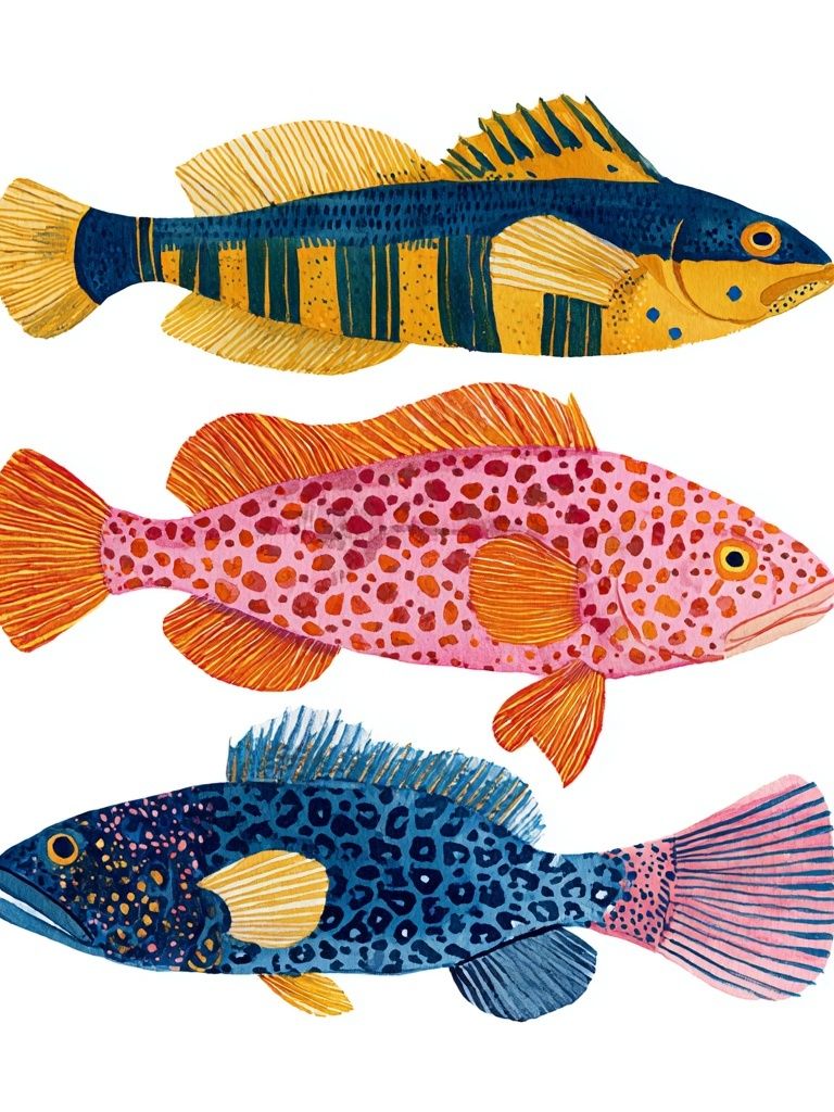 Colorful Fish Illustration Poster. poster — illustration art