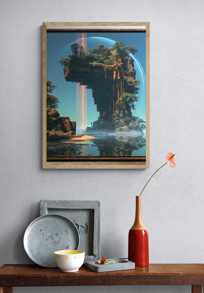 Floating Island Sci-Fi Landscape Print. — room view 3