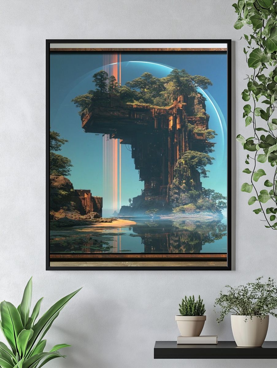 Floating Island Sci-Fi Landscape Print. — room view 4