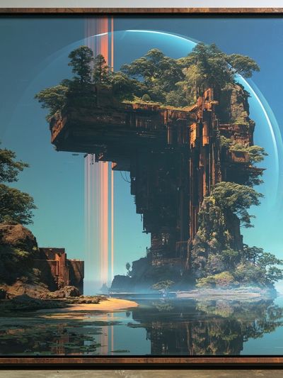 Floating Island Sci-Fi Landscape Print.