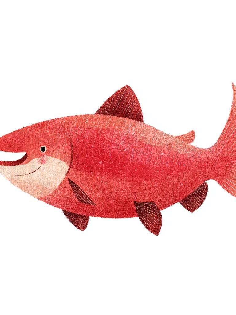 Happy Salmon Illustration Poster. poster — illustration art