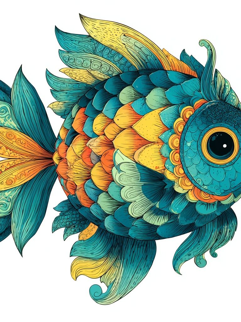 Whimsical Tropical Fish Illustration Poster. poster — animals art