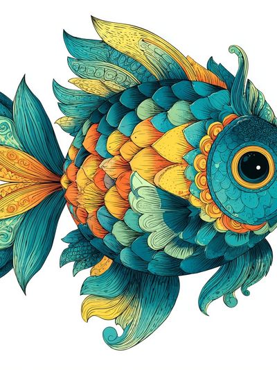 Whimsical Tropical Fish Illustration Poster. poster