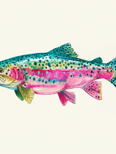 Colorful Rainbow Trout Illustration Poster. poster print