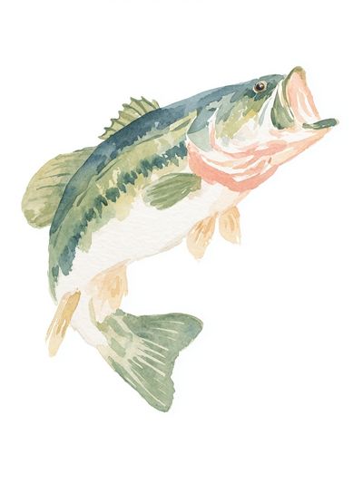 Largemouth Bass Watercolor Print. poster print