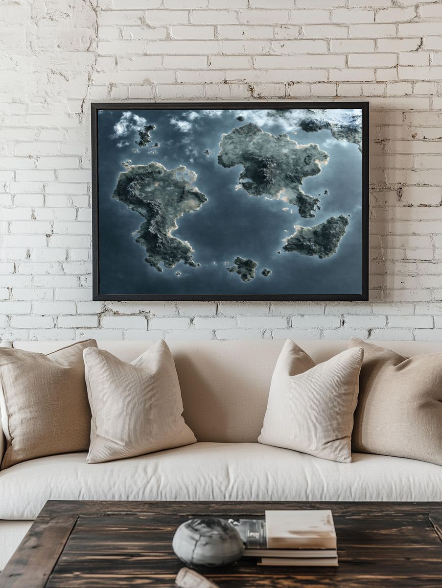 Floating Islands Surrealism Poster. — room view 1
