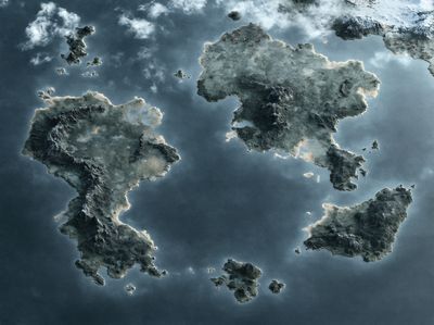 Floating Islands Surrealism Poster. poster