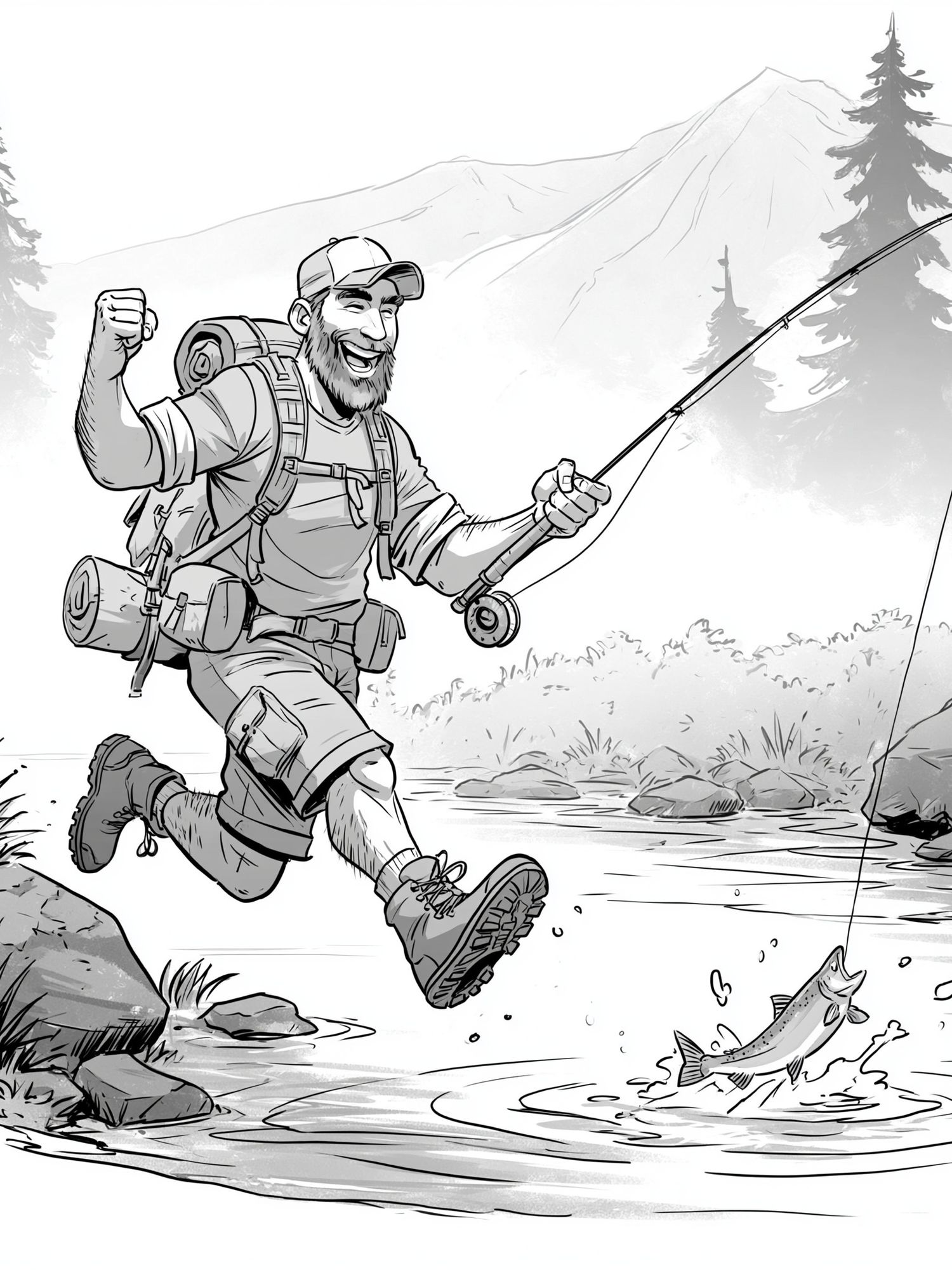 Fly Fishing Adventure Illustration Poster. poster — illustration art