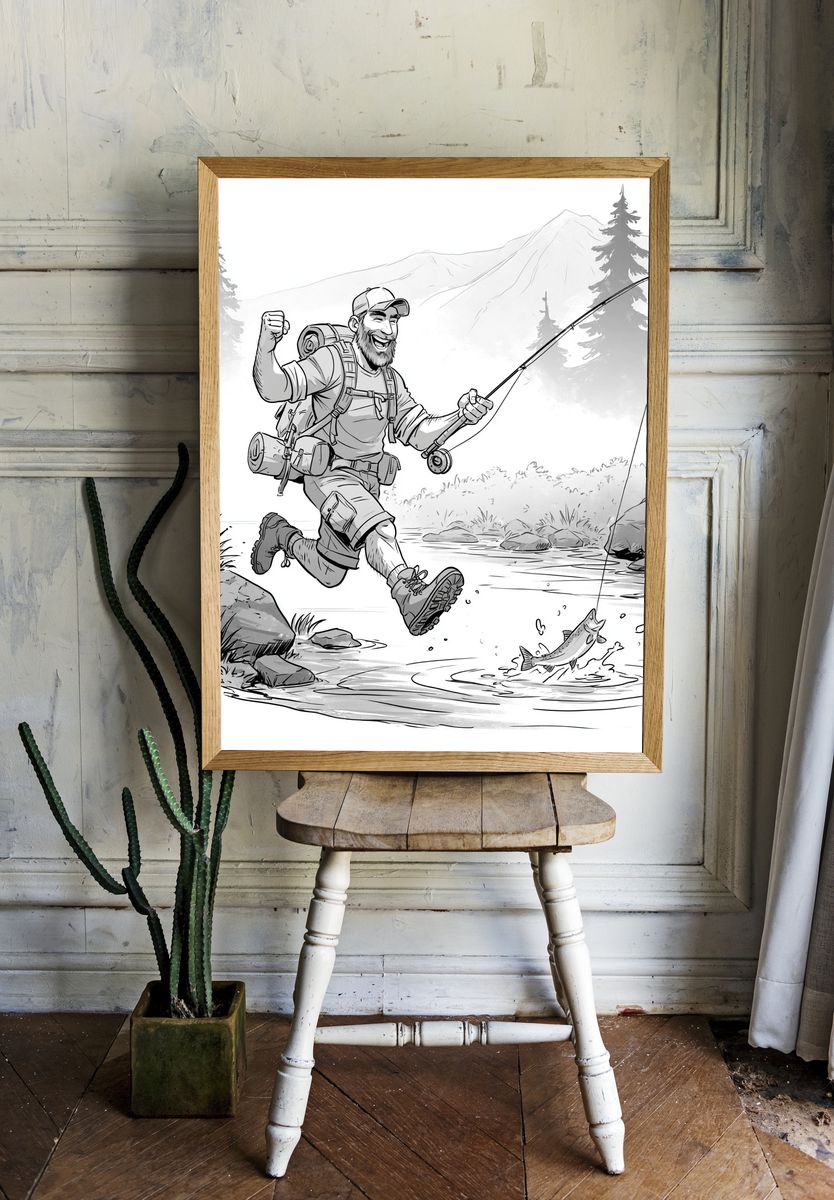 Fly Fishing Adventure Illustration Poster. room preview