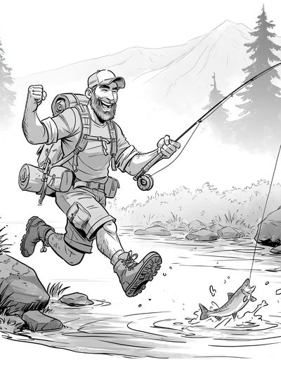 Fly Fishing Adventure Illustration Poster.
