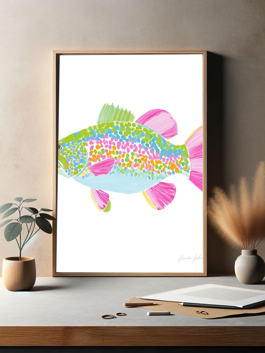Colorful Trout Fish — Illustration Print. — room view 2