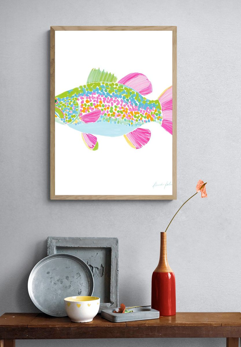 Colorful Trout Fish — Illustration Print. — room view 3