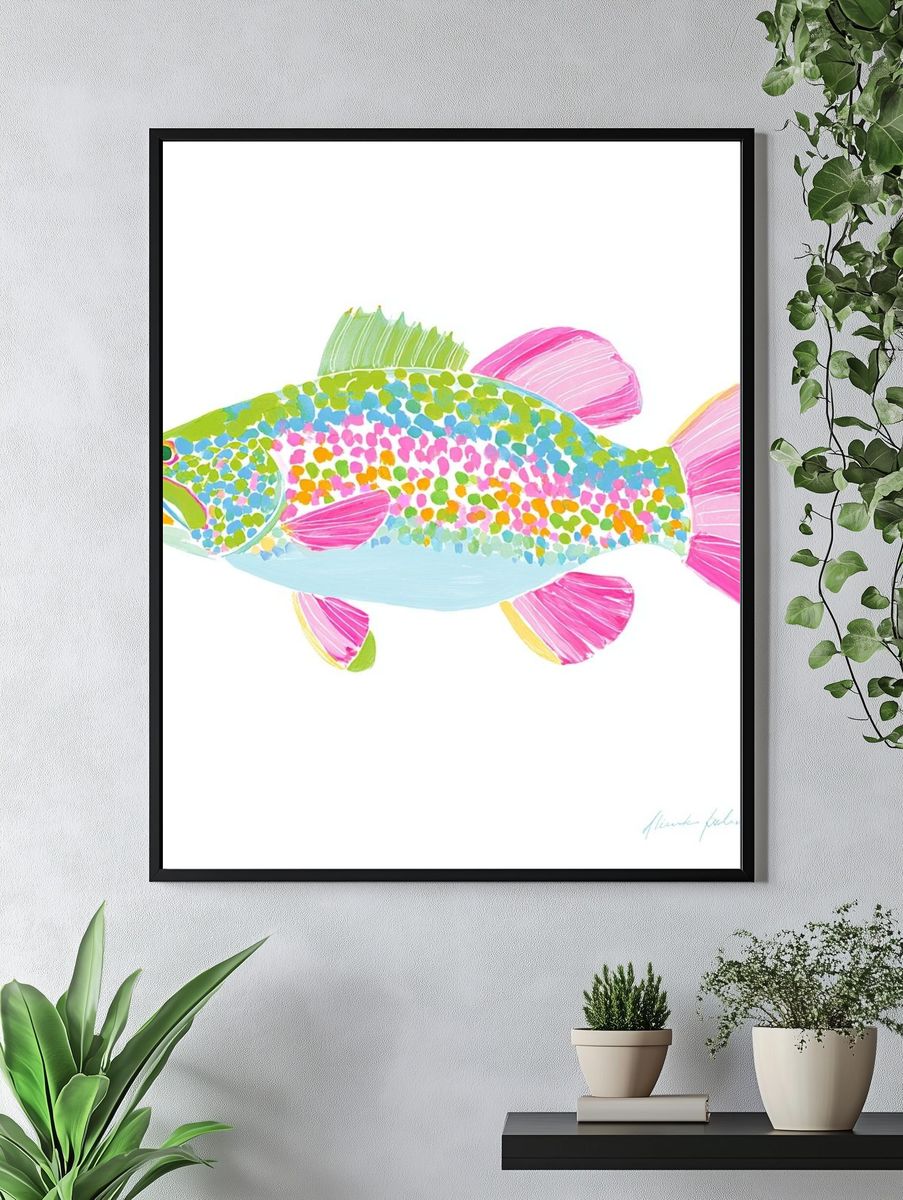 Colorful Trout Fish — Illustration Print. — room view 4