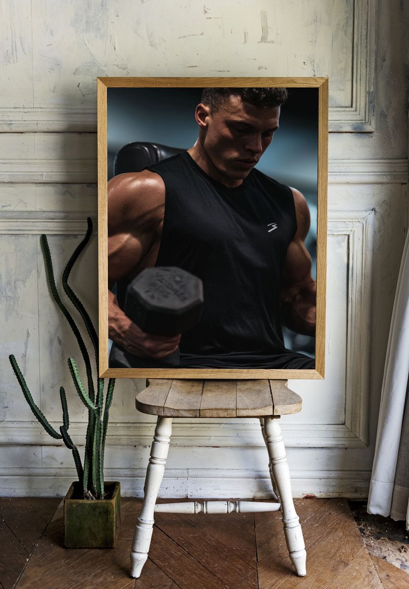Focused Gym Workout Photography Poster. — room view 1