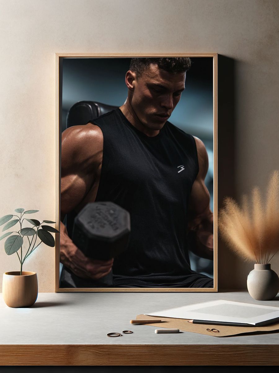 Focused Gym Workout Photography Poster. — room view 2