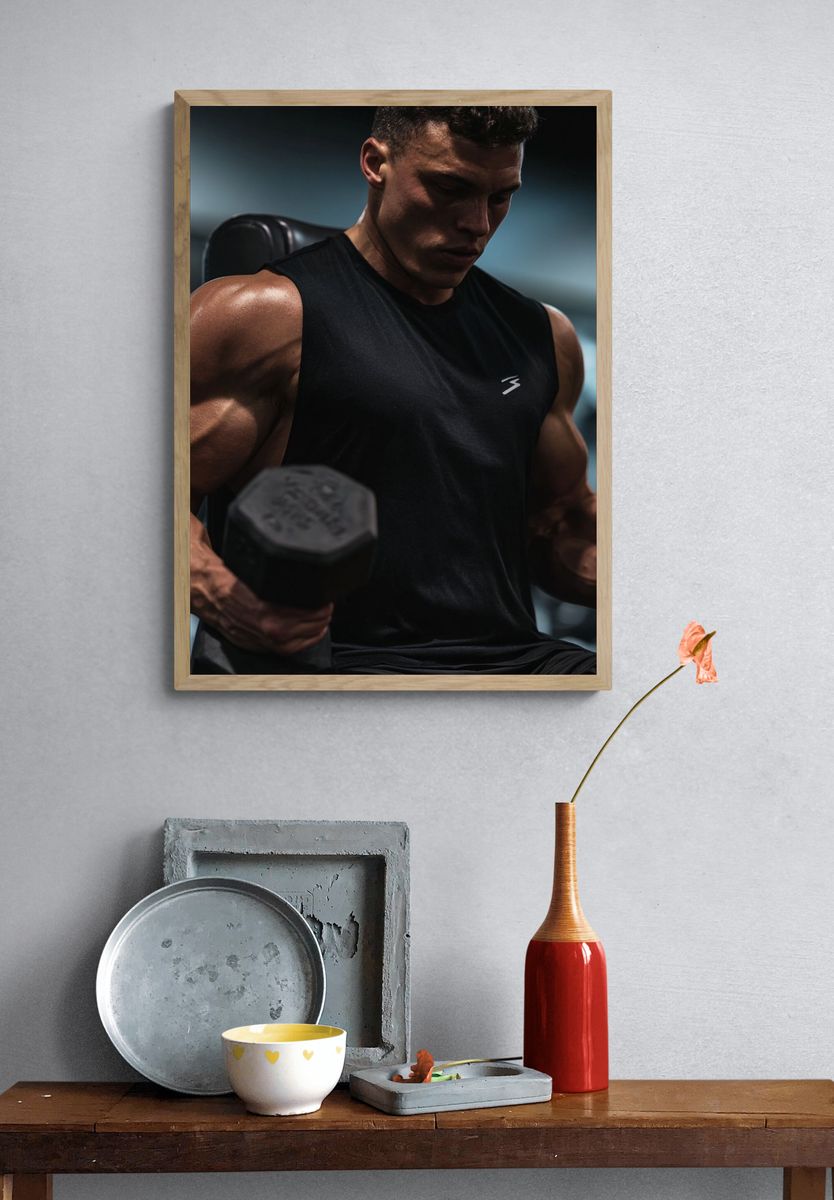 Focused Gym Workout Photography Poster. — room view 3