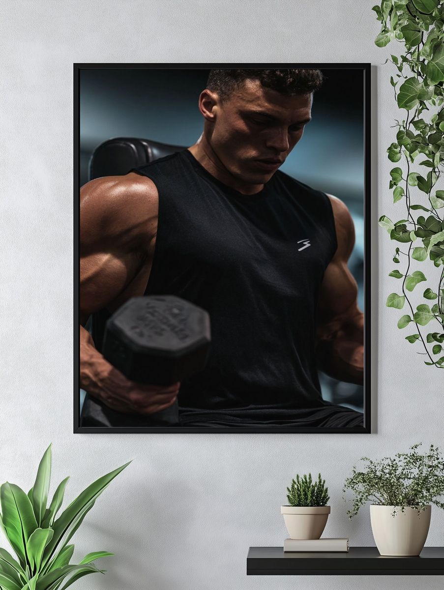 Focused Gym Workout Photography Poster. — room view 4