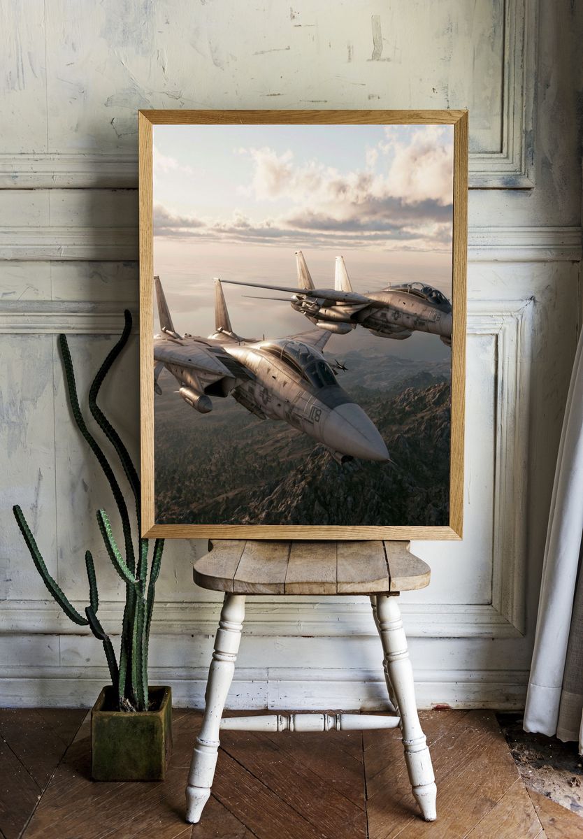 Fighter Jets Over Coastline Poster. room preview
