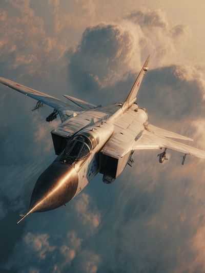 Fighter Jet Above Clouds Poster. poster print