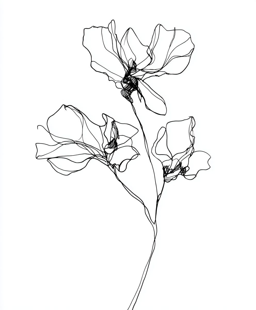 Minimalist Floral Line Art Poster. poster detail