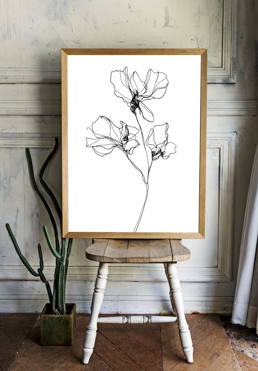 Minimalist Floral Line Art Poster. — room view 1