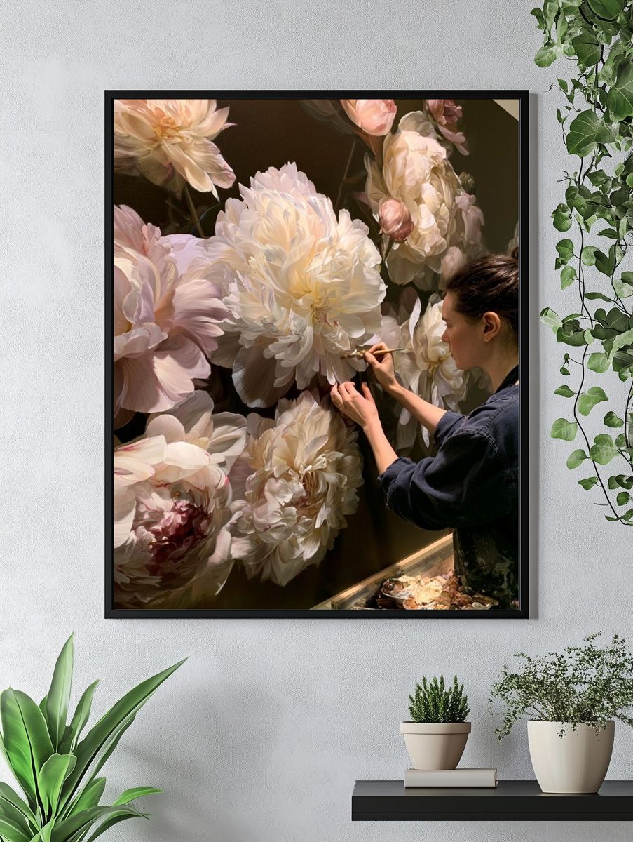 Floral Painter at Work Print. — room view 4