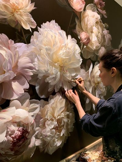 Floral Painter at Work Print.