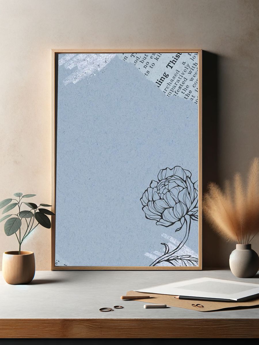 Floral Line Art Poster. — room view 2