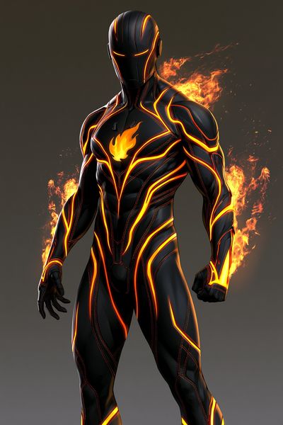 Flame Cyber Warrior Illustration Poster.
