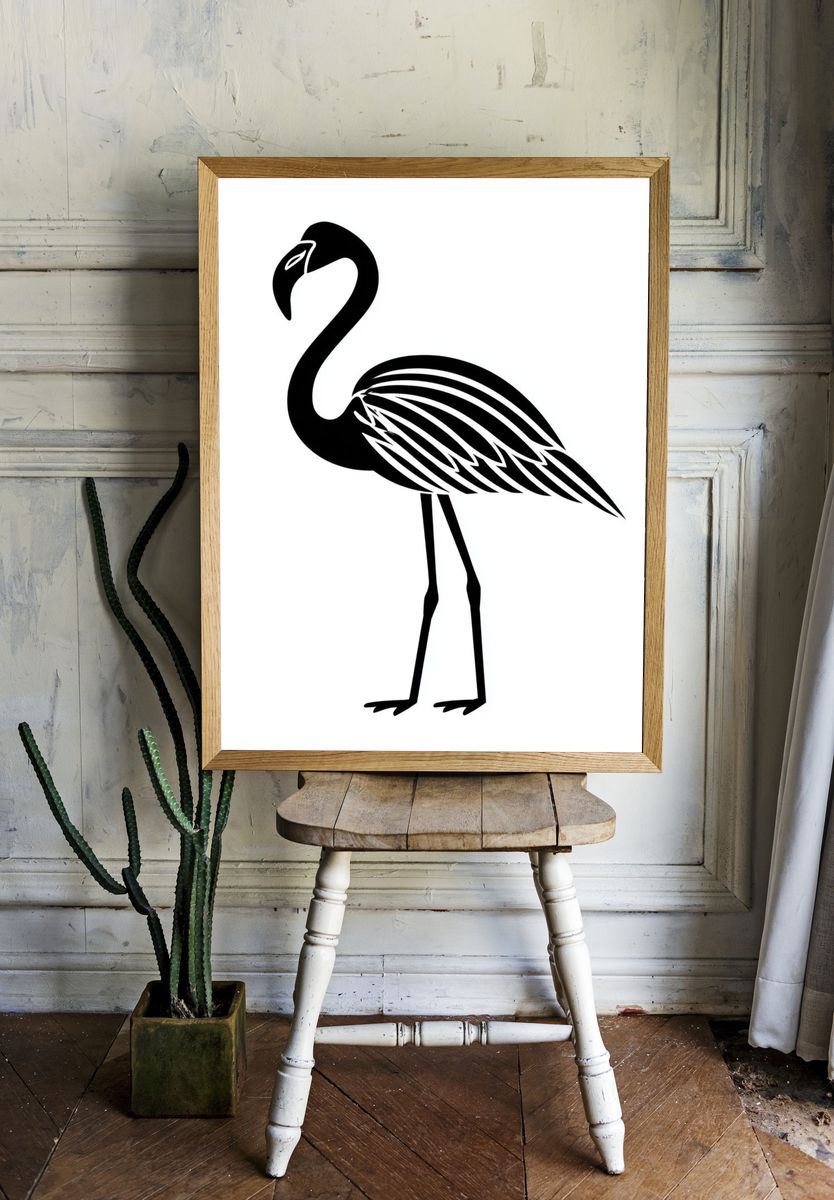 Flamingo Silhouette Illustration Poster. room preview