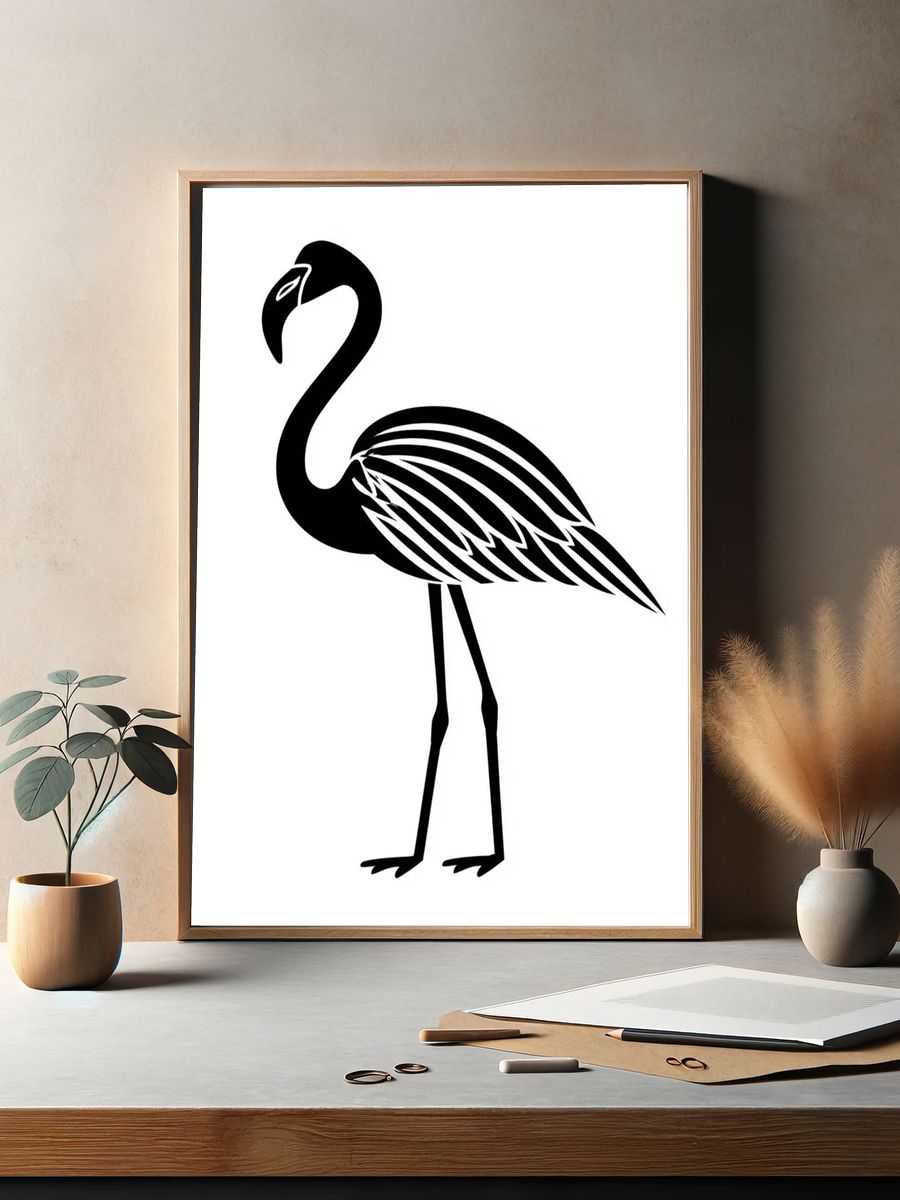 Flamingo Silhouette Illustration Poster. — room view 2