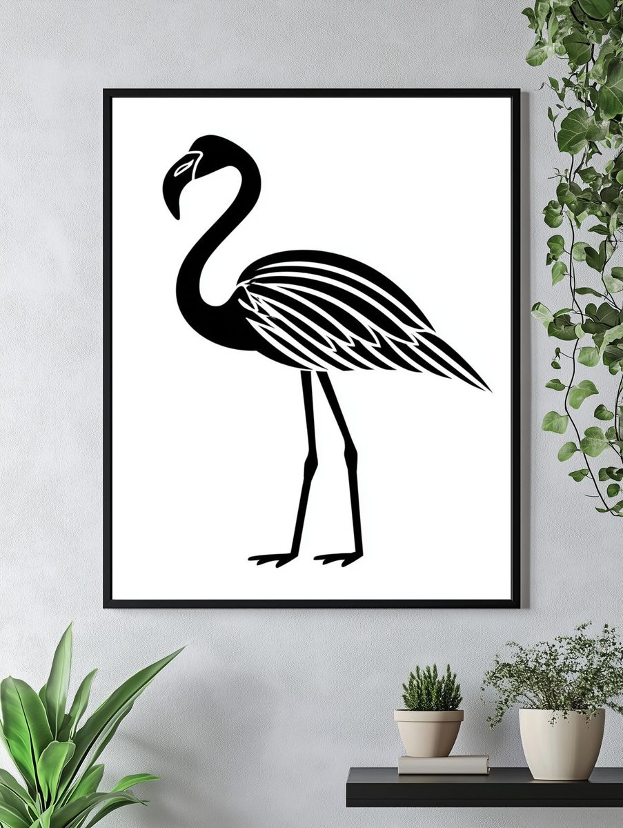 Flamingo Silhouette Illustration Poster. — room view 4