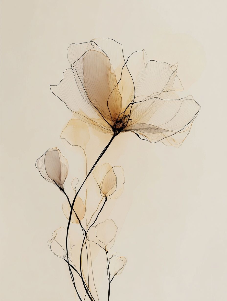 Delicate Floral Line Art Poster. poster detail