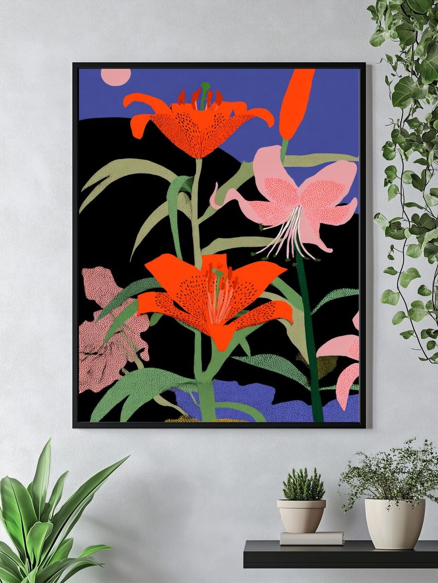 Vibrant Floral Illustration Poster. — room view 4