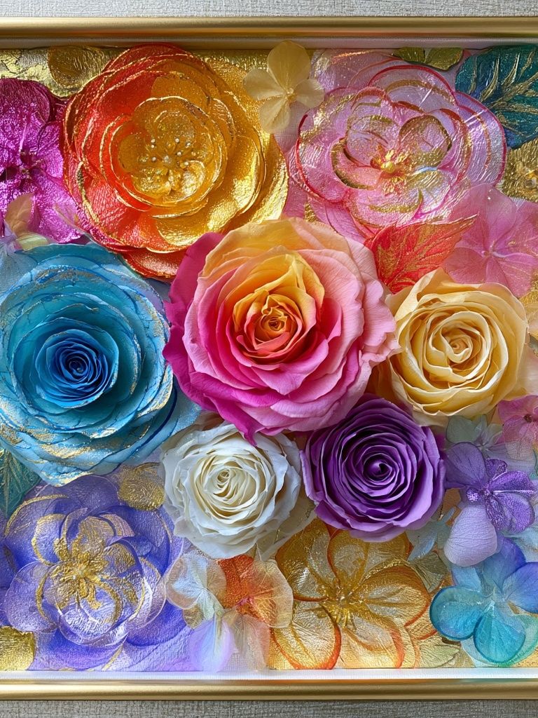 Rainbow Floral Relief Poster. poster — fine-art art