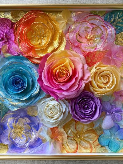 Rainbow Floral Relief Poster.