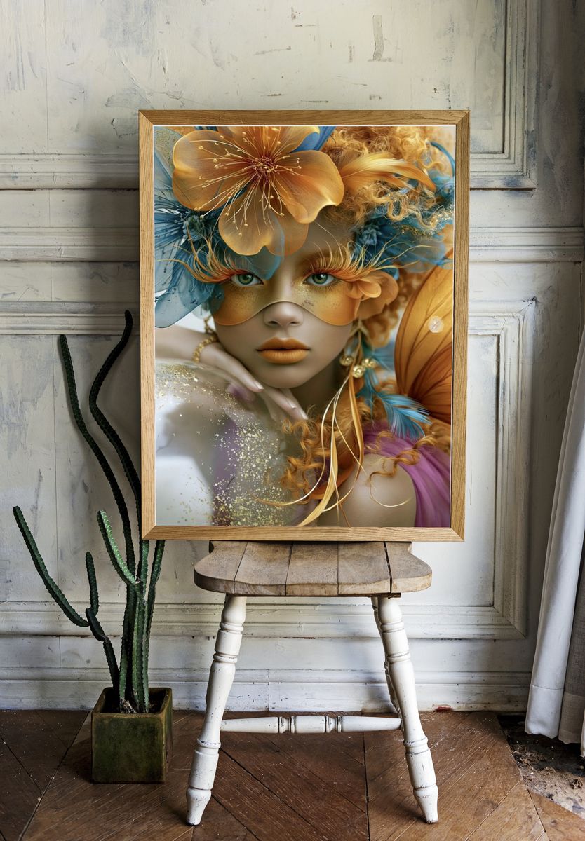 Floral Fantasy Portrait Print. room preview