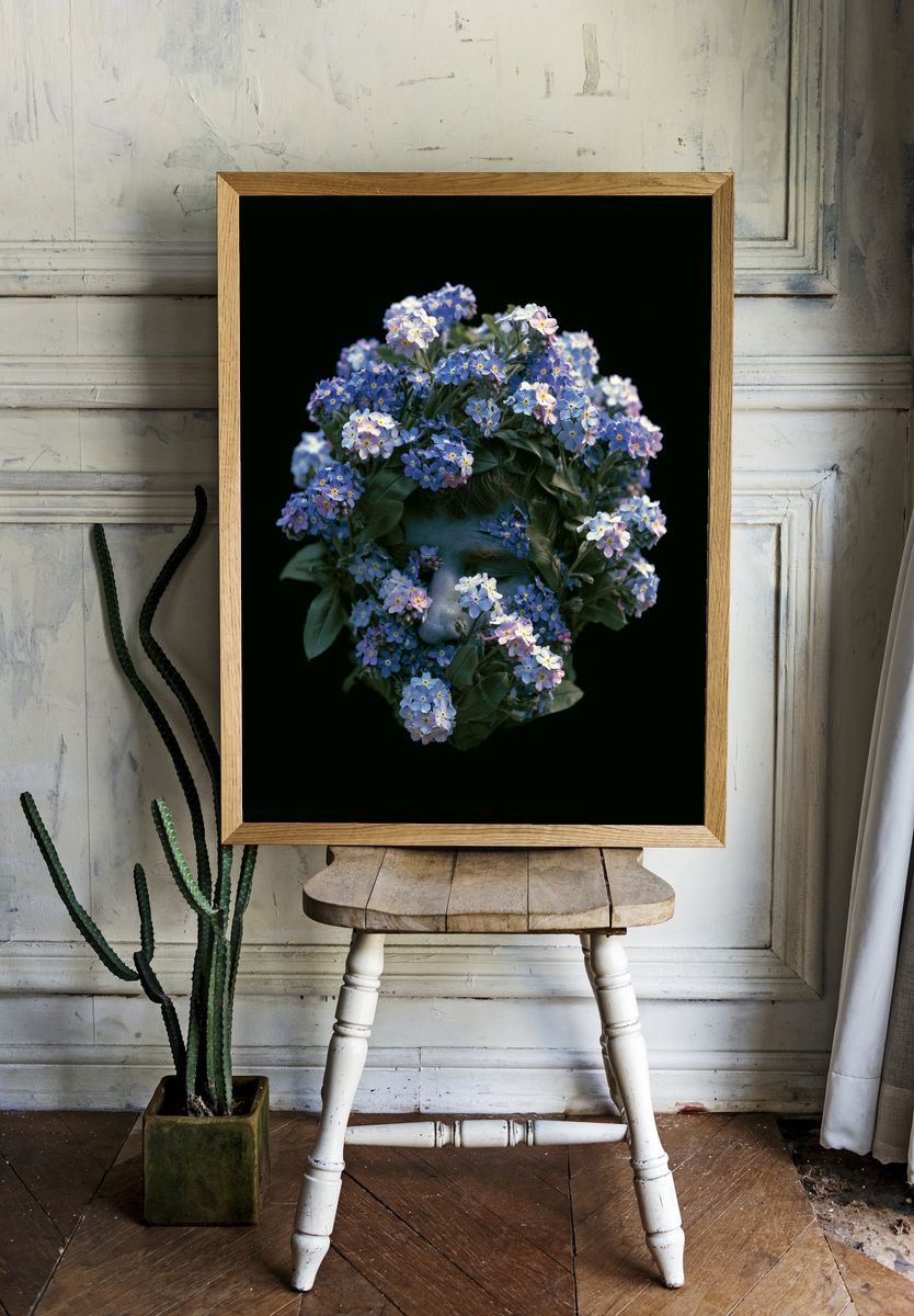 Floral Face Portrait Print. room preview