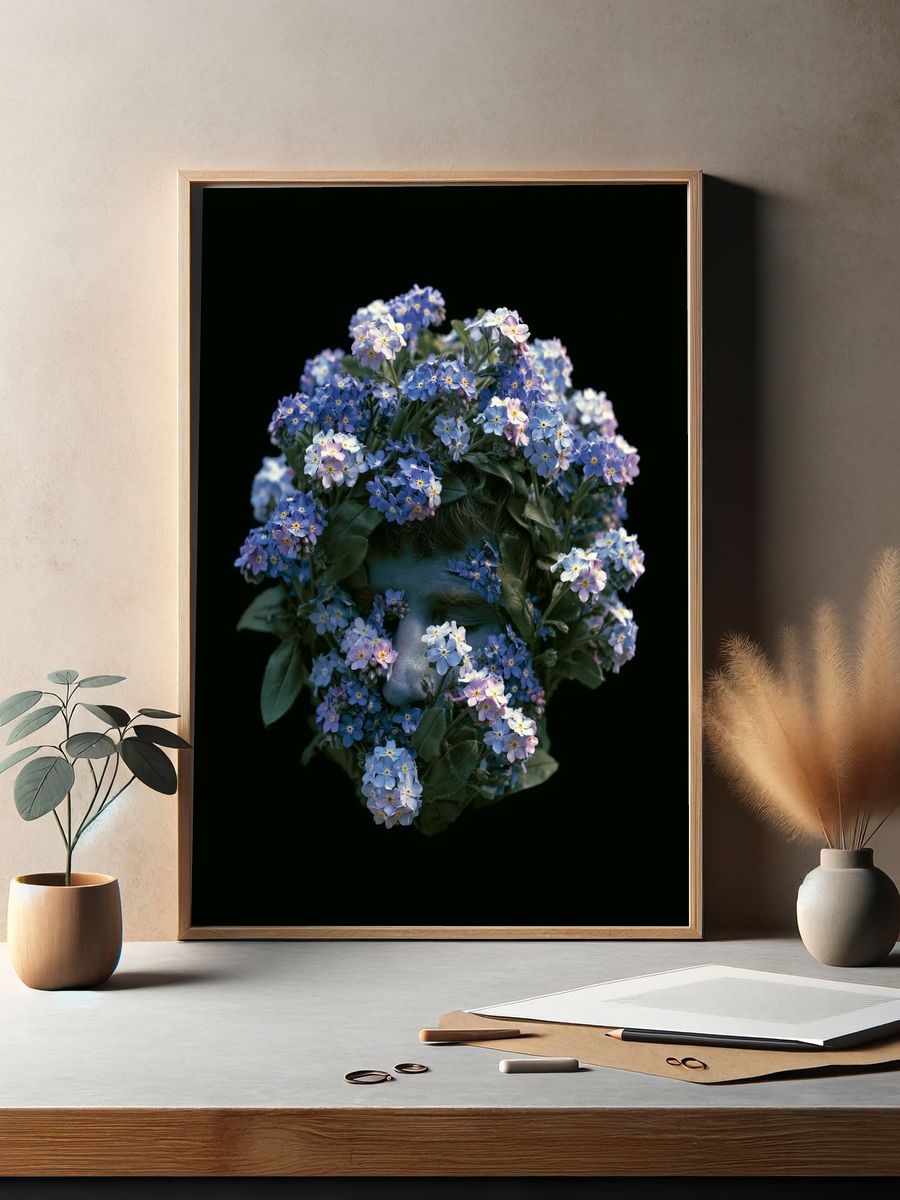 Floral Face Portrait Print. — room view 2