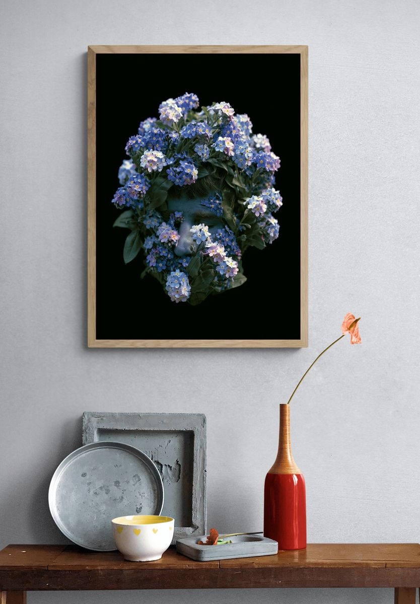 Floral Face Portrait Print. — room view 3