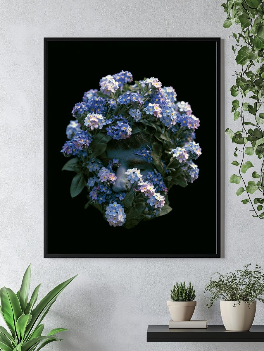 Floral Face Portrait Print. — room view 4