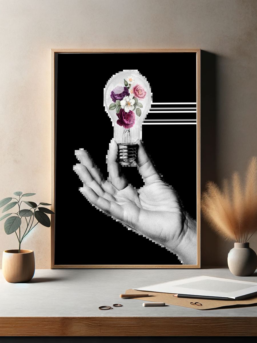 Floral Light Bulb — Illustration Print. — room view 2