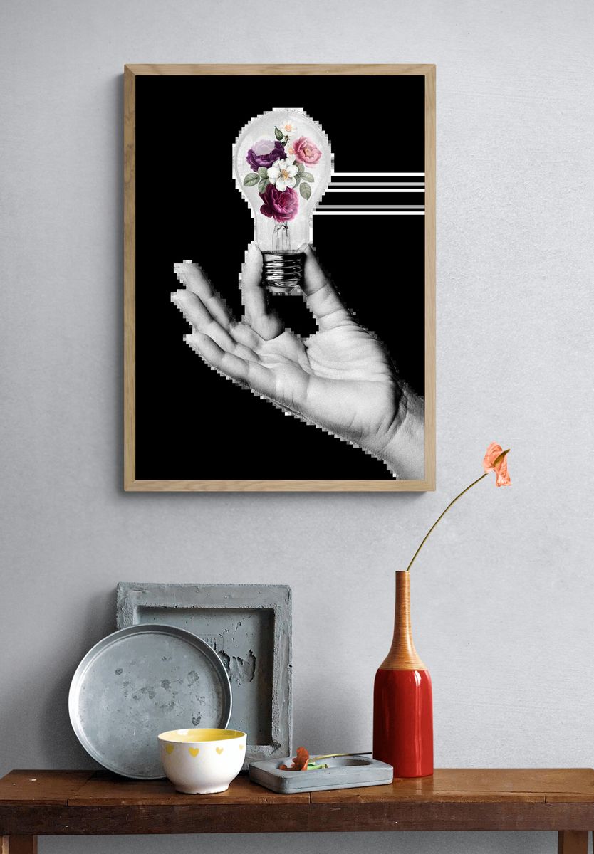 Floral Light Bulb — Illustration Print. — room view 3