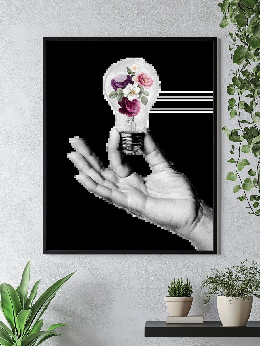 Floral Light Bulb — Illustration Print. — room view 4